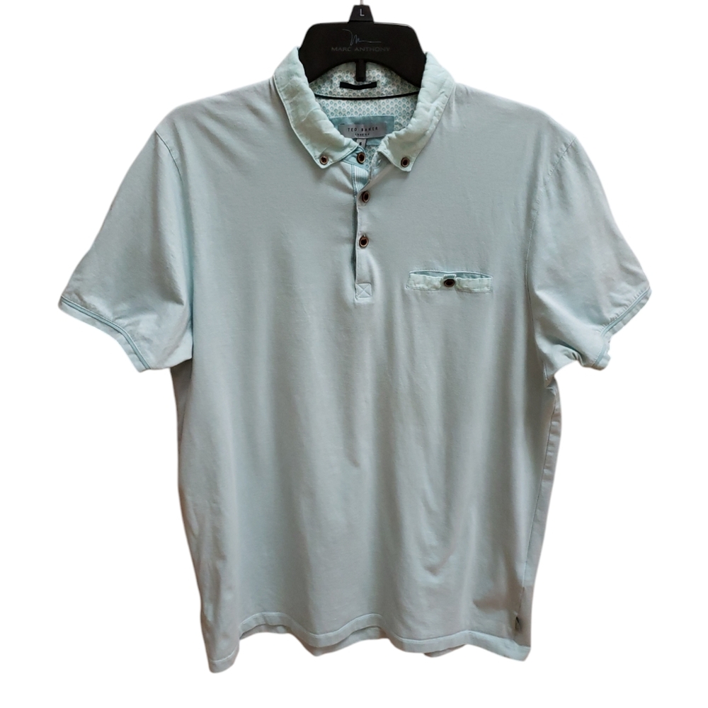 Ted Baker London Polo Mens Size 6 Delrey Lt Bluish Green Short Sleeve Preppy